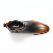 Men's Tan Black Leather Jodhpurs, Office Ankle Boots - top-down-view