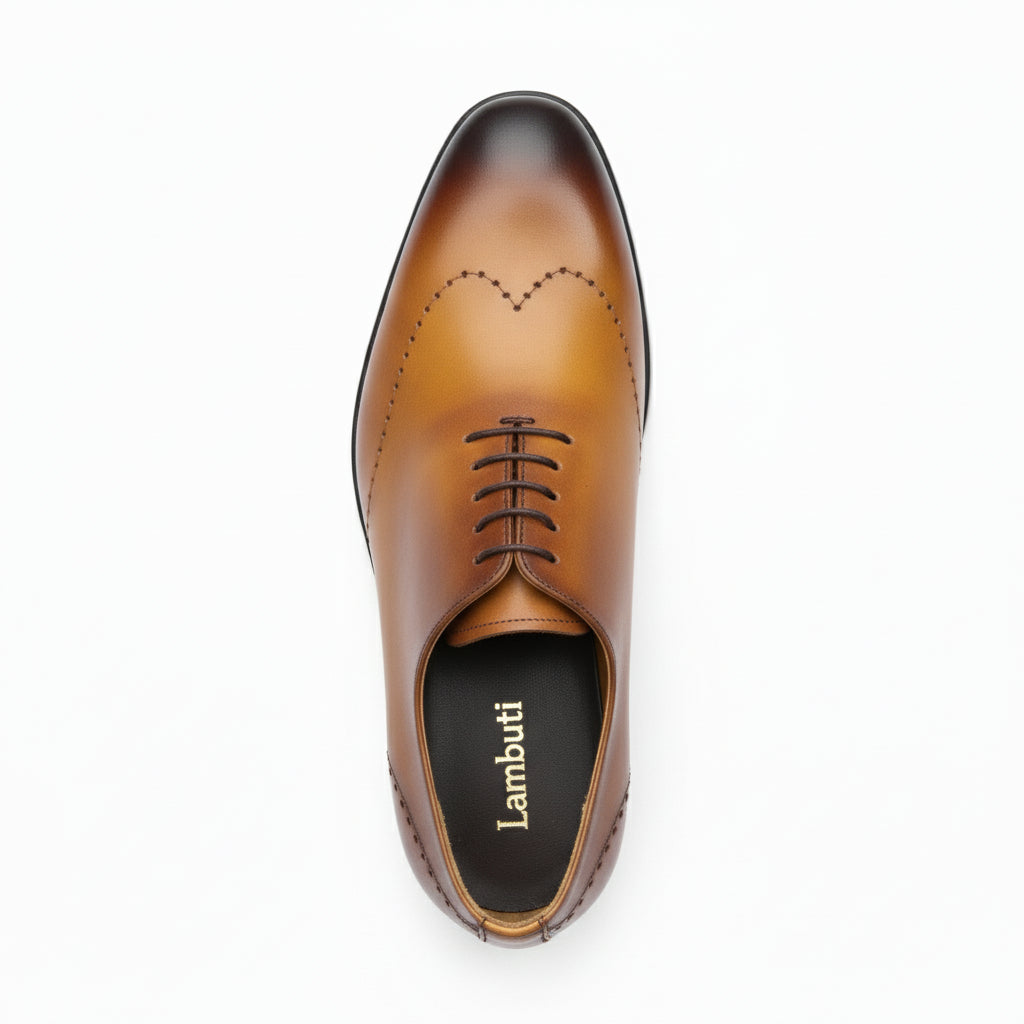 top-down-view - Men's Tan Brown Leather Brogue Oxfords