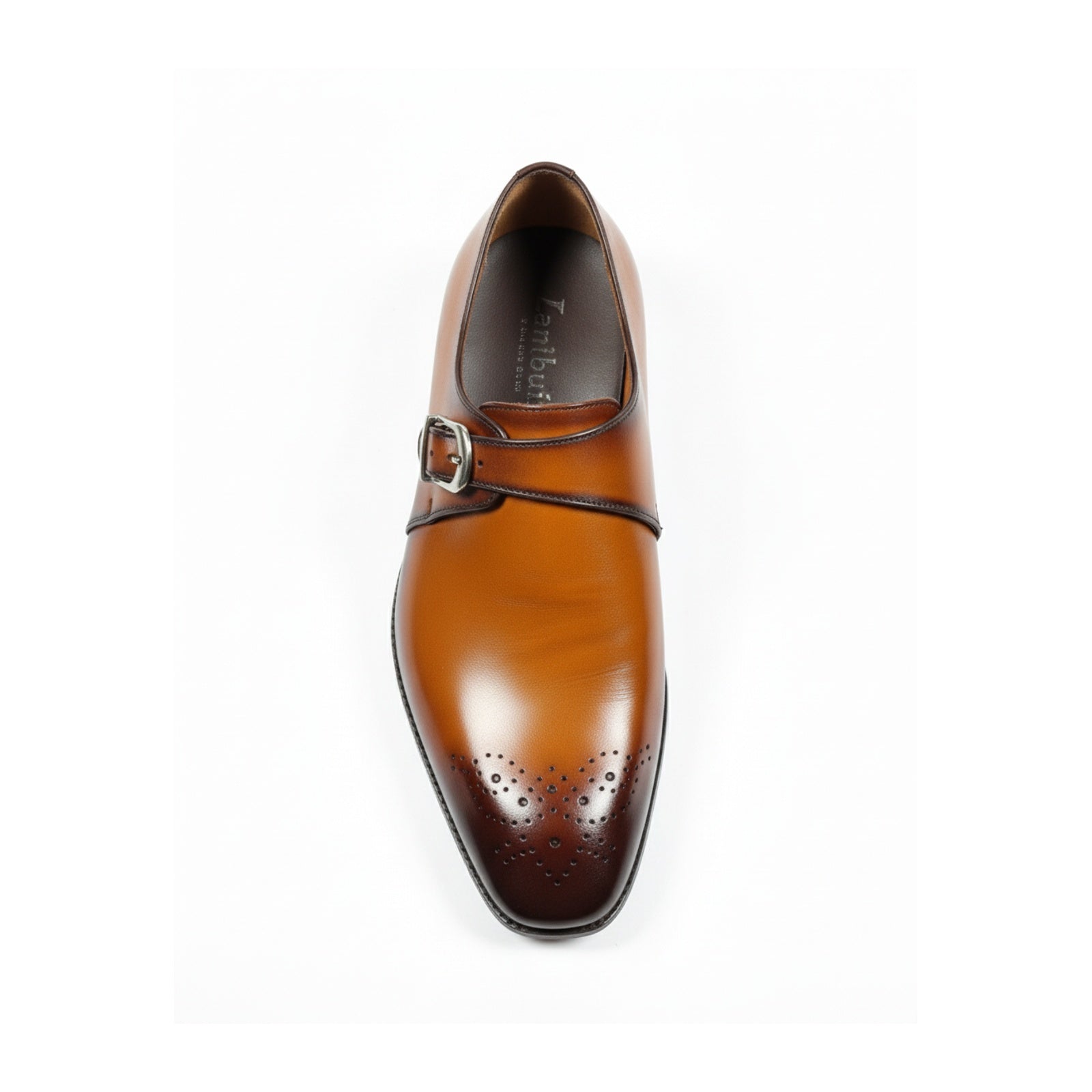 top-down-view - Men's Tan Brown Leather Monk Oxfords