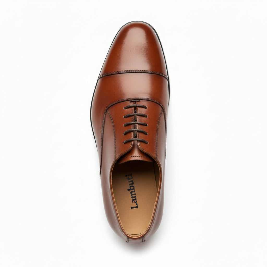 top-down-view - Men's Tan Brown Leather Oxford Dress Shoes