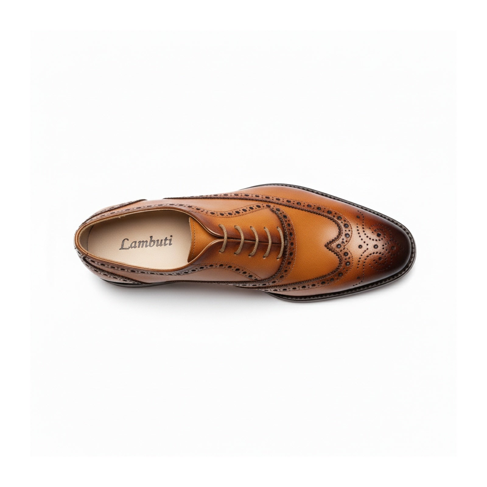 top-down-view - Men's Tan Leather Brogue Dress Shoes
