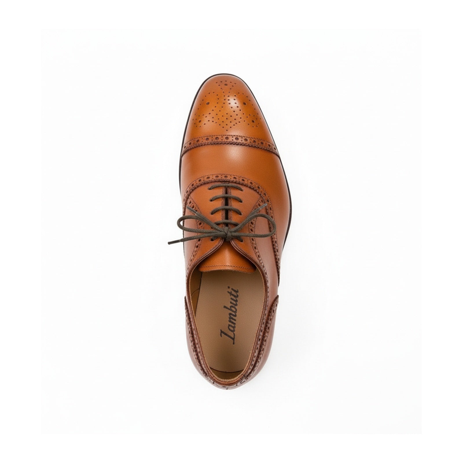 Men's Tan Leather Brogue Dress Shoes - top-down-view