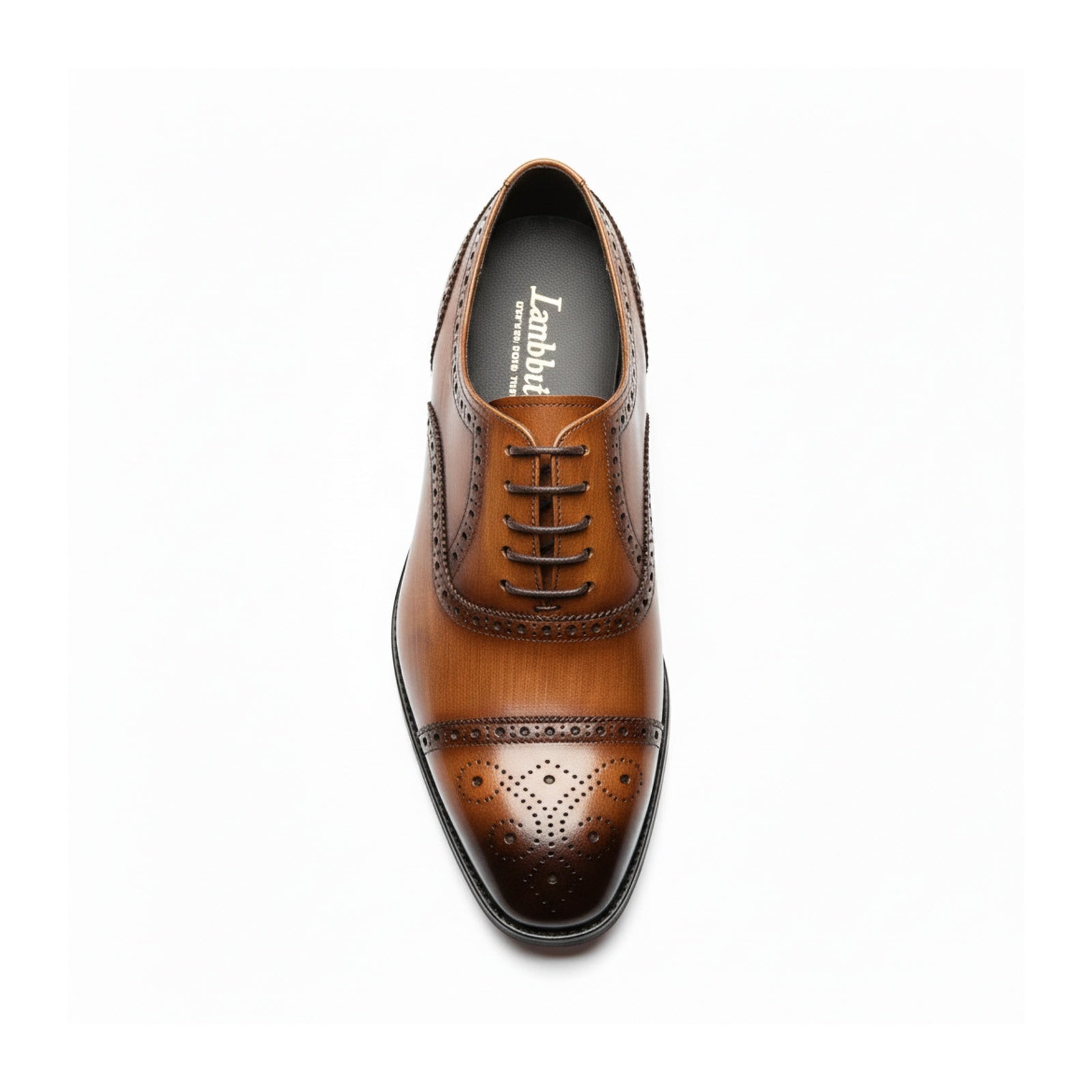 top-down-view - Men's Tan Leather Brogue Oxford Shoes
