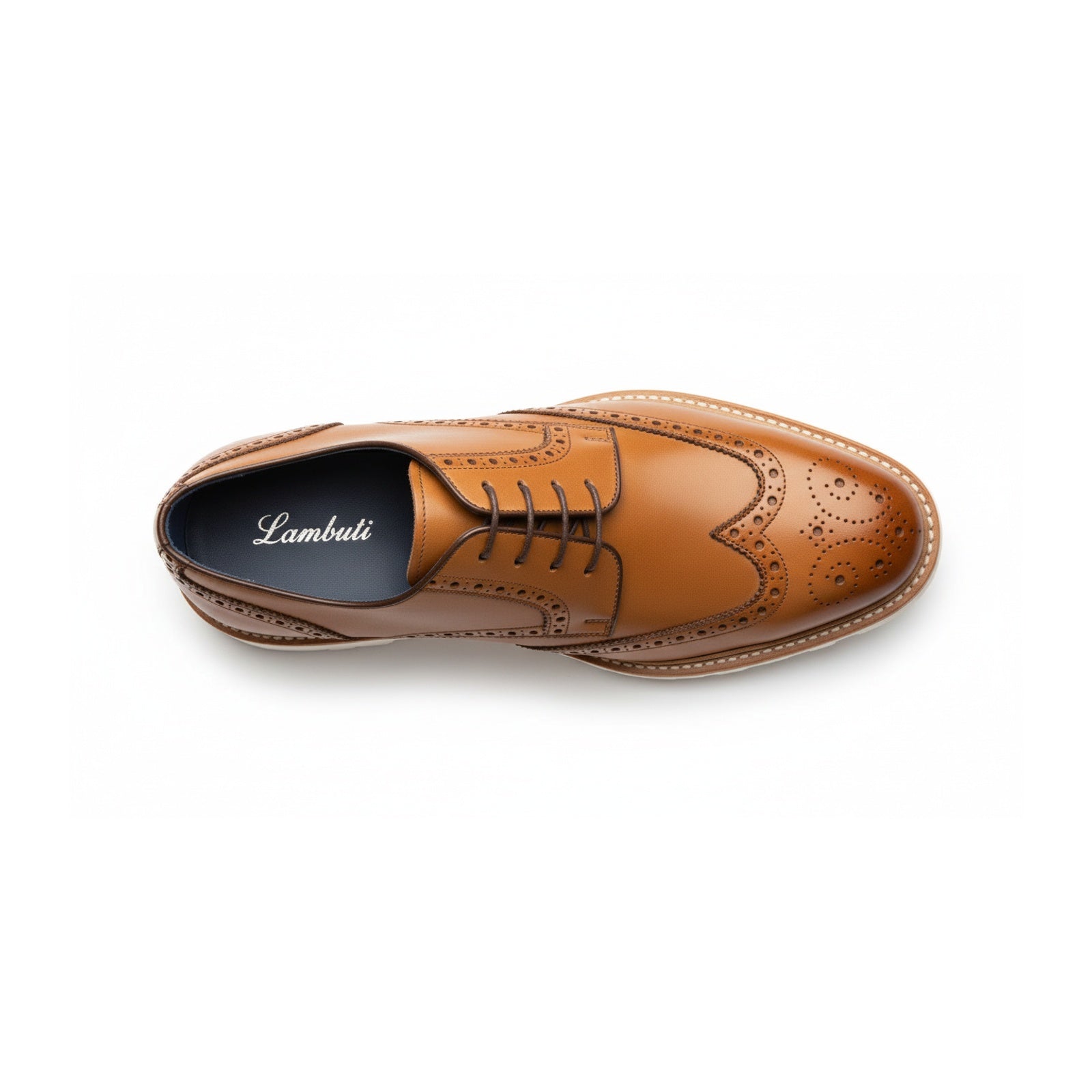 top-down-view - Men's Tan Leather Brogue Shoes