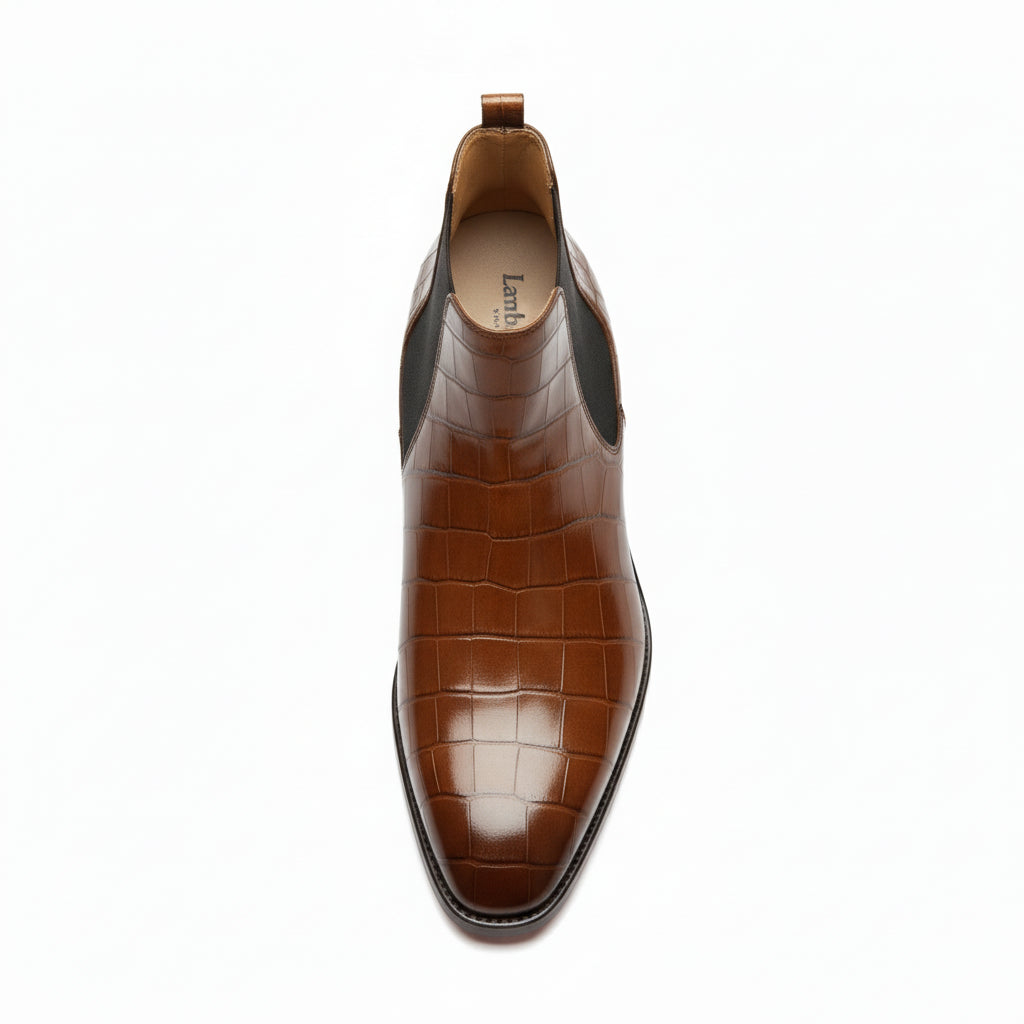 top-down-view - Men's Tan Leather Chelsea Boots