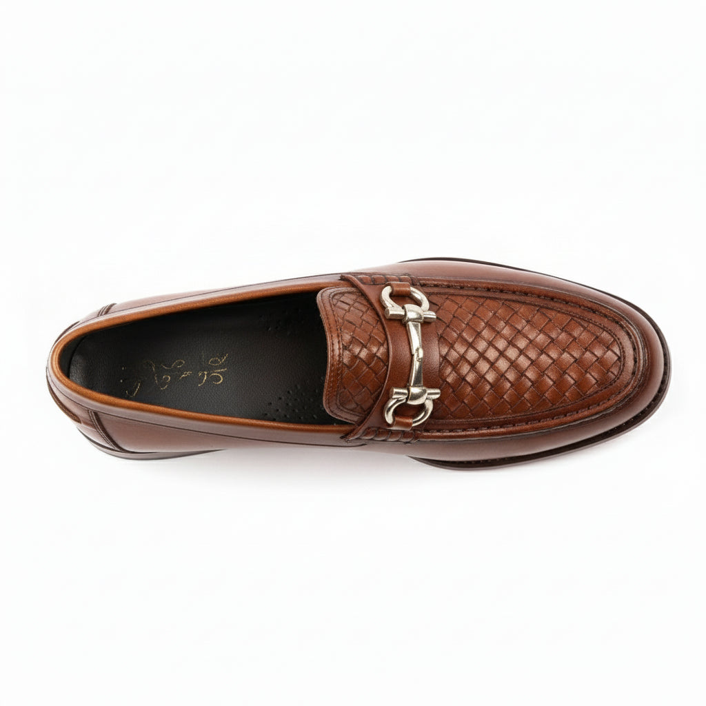 Men's Tan Leather Loafers - top-down-view