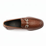 Men's Tan Leather Loafers - top-down-view