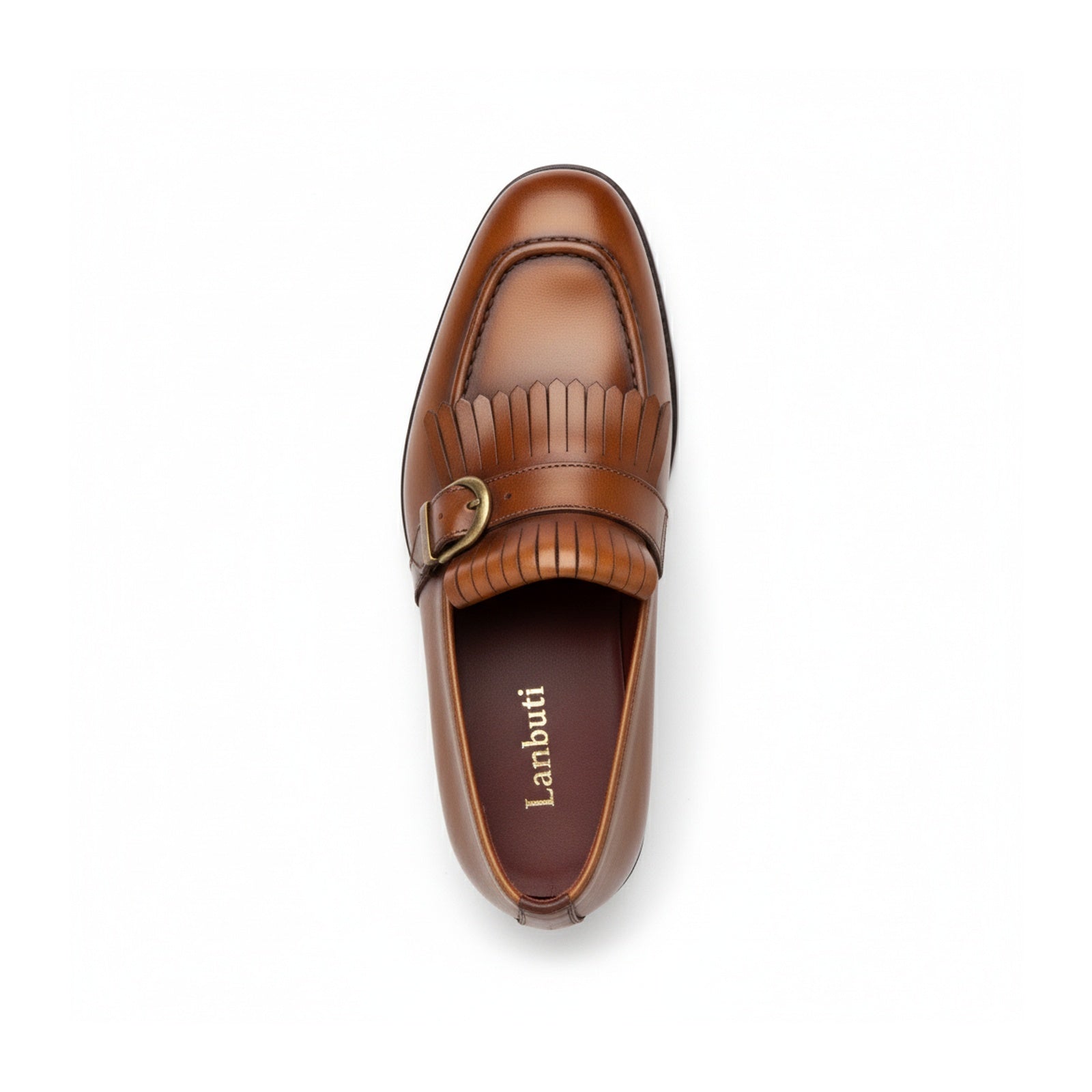 top-down-view - Men's Tan Leather Moccasin Shoes