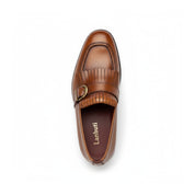 top-down-view - Men's Tan Leather Moccasin Shoes