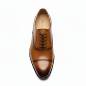 top-down-view - Men's Tan Leather Wingtip Brogue Dress Shoes