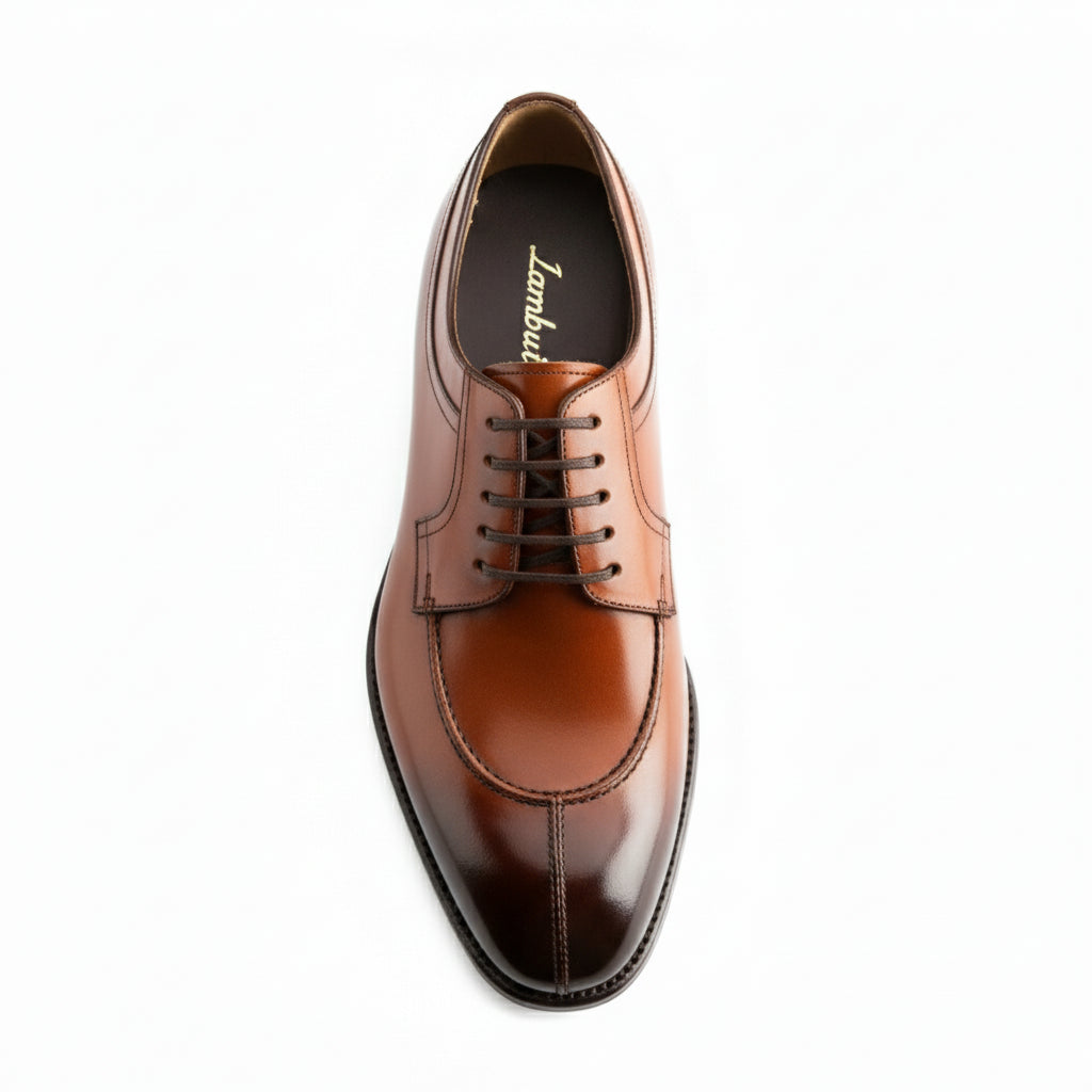 top-down-view - Men's Tan Leather Wingtip Dress Shoes