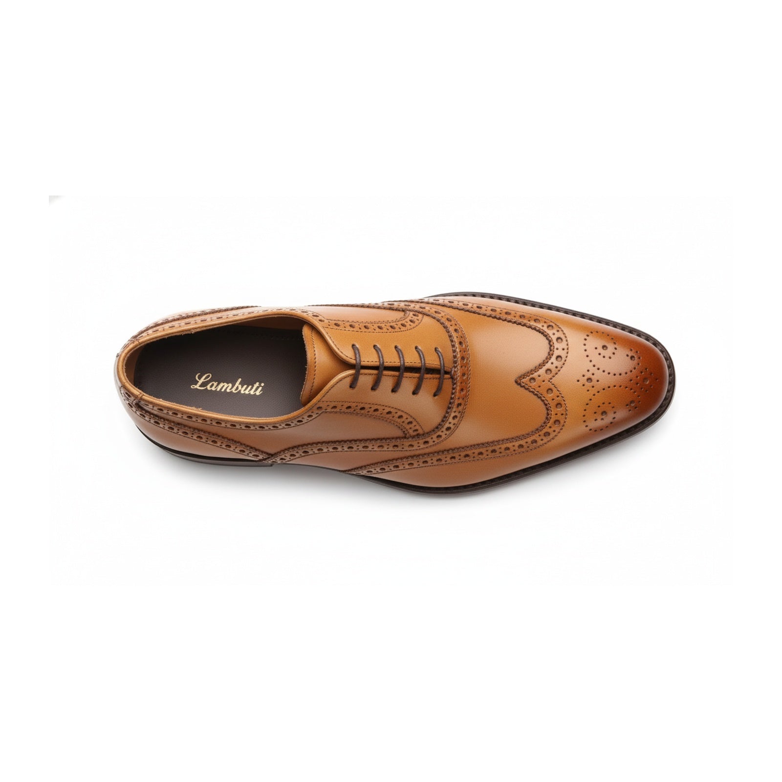 top-down-view - Men's Tan Leather Wingtip Dress Shoes