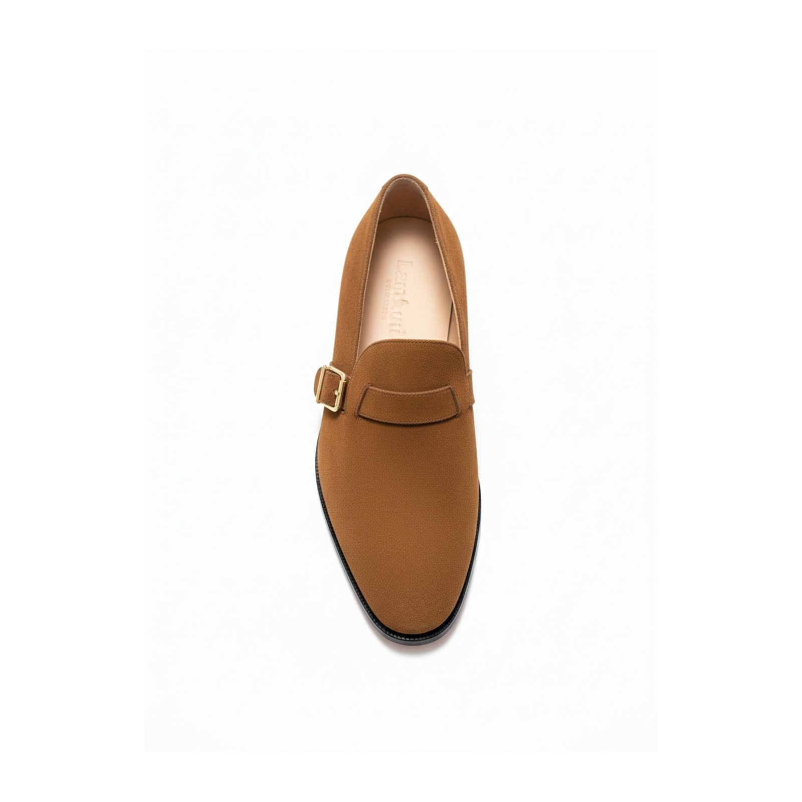 top-down-view - Men's Tan Suede Monk Strap Shoes