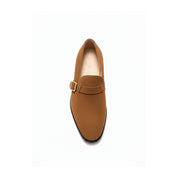 top-down-view - Men's Tan Suede Monk Strap Shoes