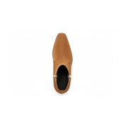 Men's Tan Suede Side-Zip Ankle Boots - top-down-view