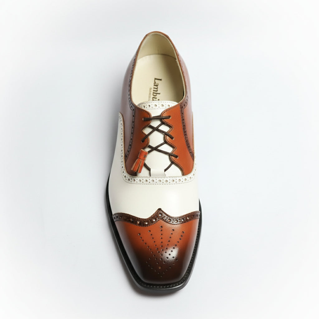 top-down-view - Men's Two-tone Calf Leather Oxford Dress Shoes