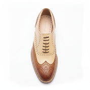 top-down-view - Men's Two Tone Calf Leather Wingtip Brogue Dress Shoes