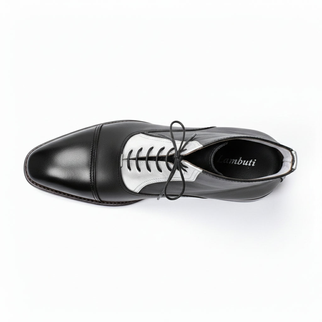 Men's Two Tone Cap Toe Leather Ankle Boots - top-down-view