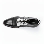 Men's Two Tone Cap Toe Leather Ankle Boots - top-down-view