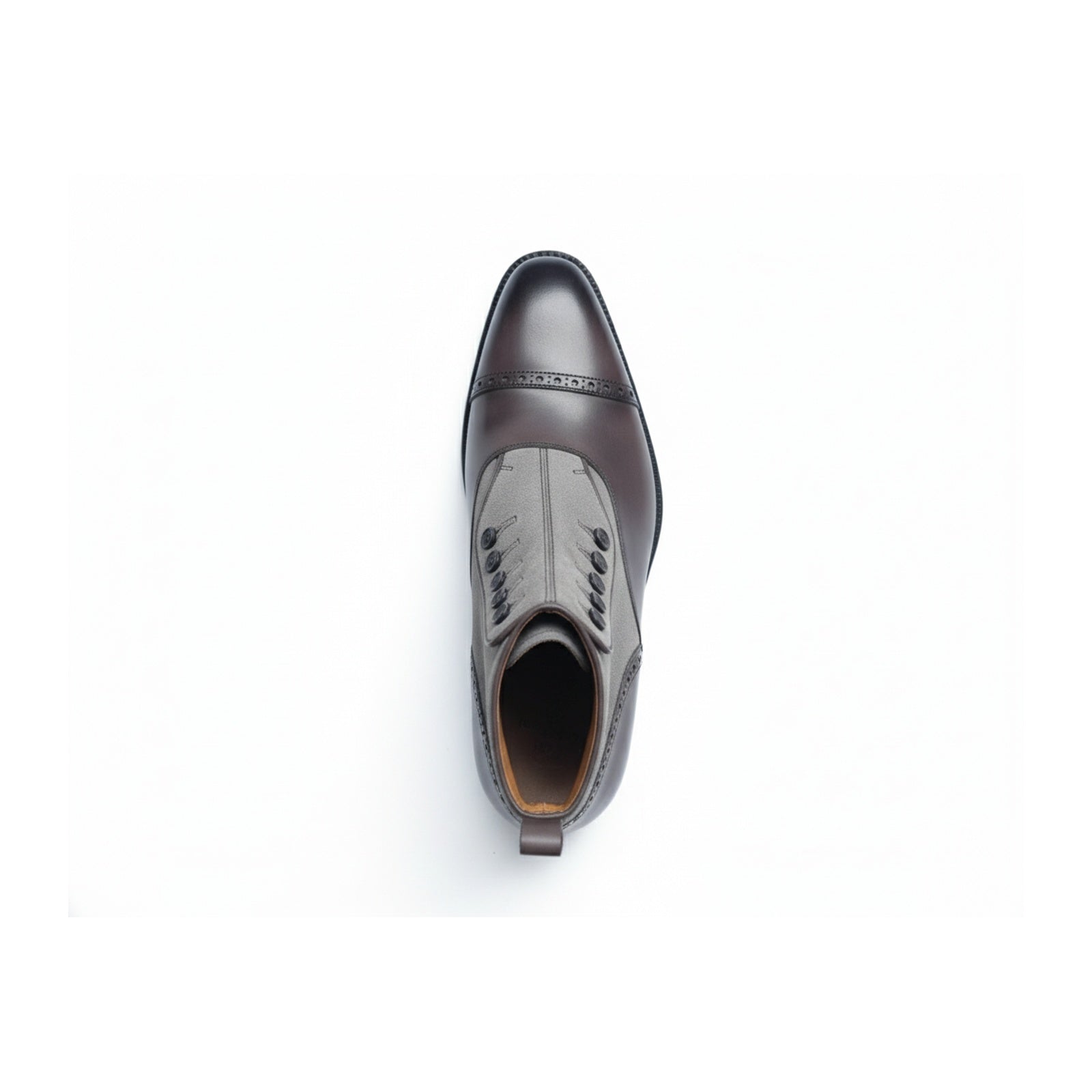 Men's Two-Tone Leather Button Boots - top-down-view