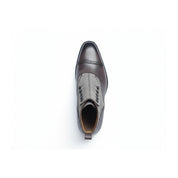 Men's Two-Tone Leather Button Boots - top-down-view