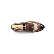 top-down-view - Men's Two Tone Leather Fringe Dress Shoes