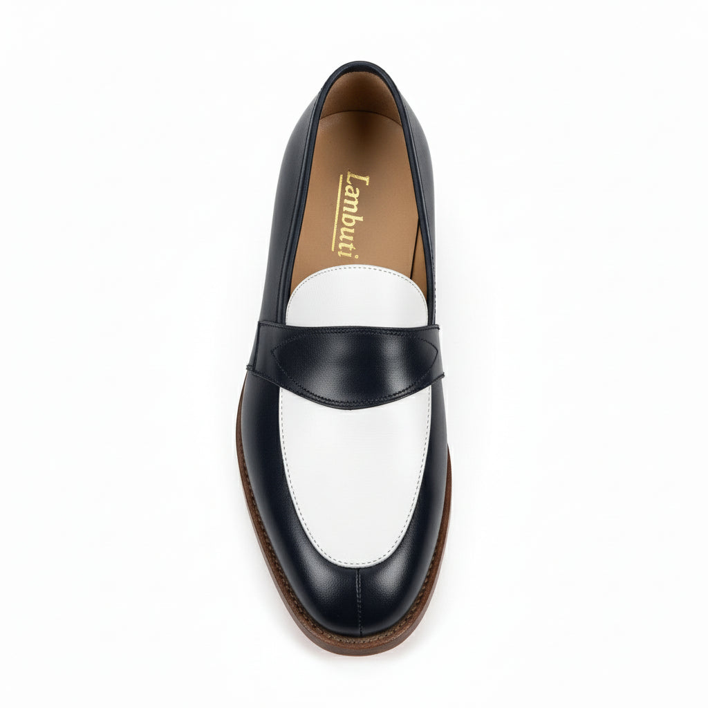 Men's Two-Tone Leather Loafer Moccasins - top-down-view