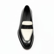 top-down-view - Men's Two Tone Leather Moccasin Shoes