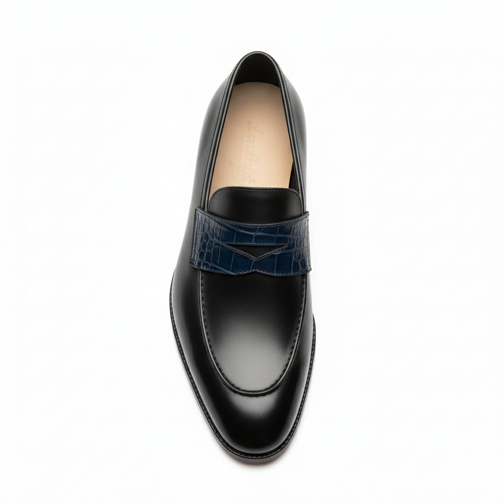 Men's Two-Tone Leather Moccasins Loafers - top-down-view