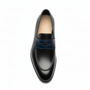 Men's Two-Tone Leather Moccasins Loafers - top-down-view