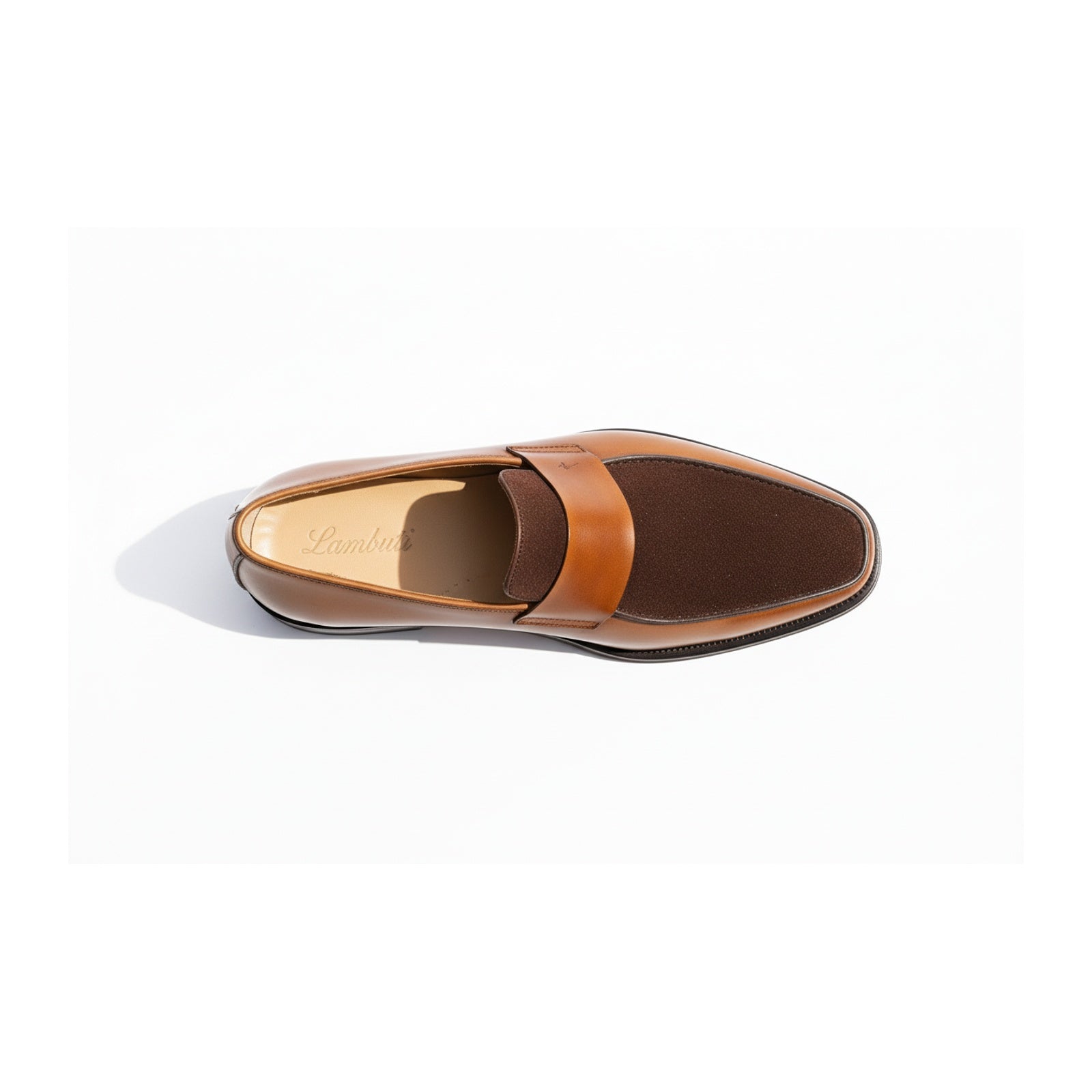 Men's Two-Tone Leather Moccasins - top-down-view