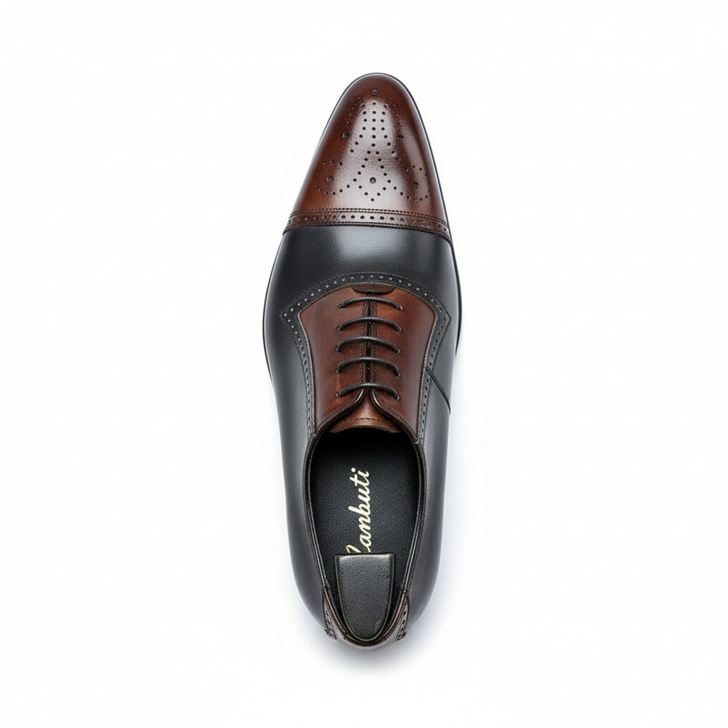 top-down-view - Men's Two Tone Leather Oxford Spectator Shoes with Pointed Toe