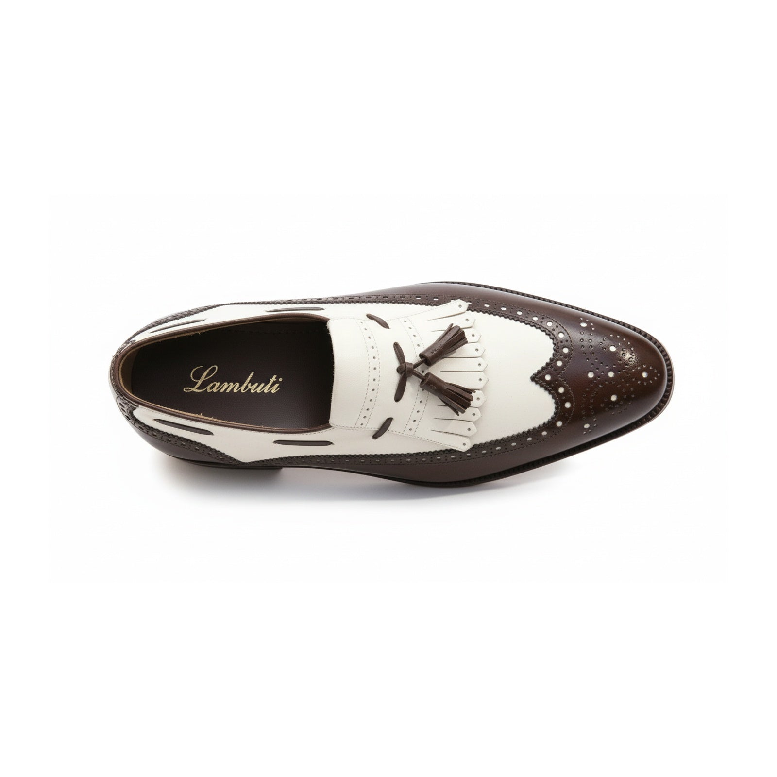 top-down-view - Men's Two Tone Leather Tassel Moccasins