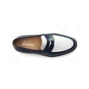 Men's Two-Tone Spectator Leather Dress Shoes in Blue and White - top-down-view