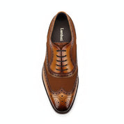 Men's Two-tone Wingtip Brogue Leather Dress Shoes - top-down-view