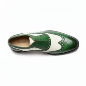 Men's Two-Tone Wingtip Brogue Leather Dress Shoes - top-down-view
