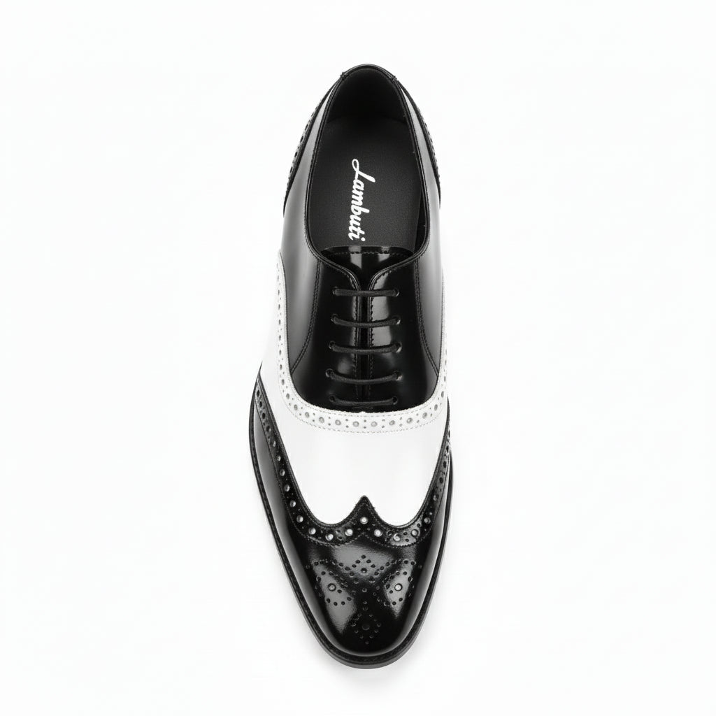 Men's Two-Tone Wingtip Leather Dress Shoes - top-down-view
