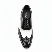Men's Two-Tone Wingtip Leather Dress Shoes - top-down-view