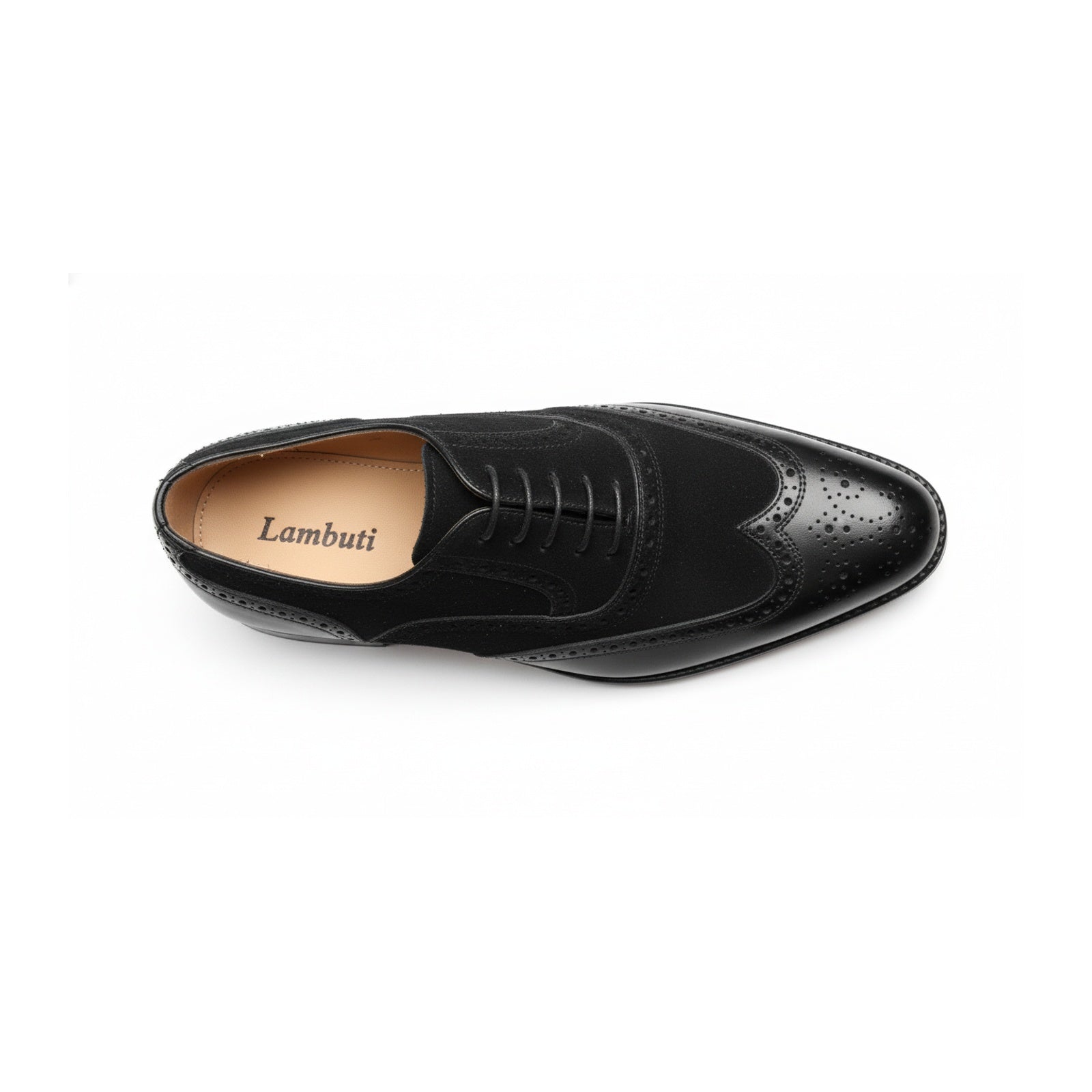 Men's Two-Tone Wingtip Leather Dress Shoes - top-down-view