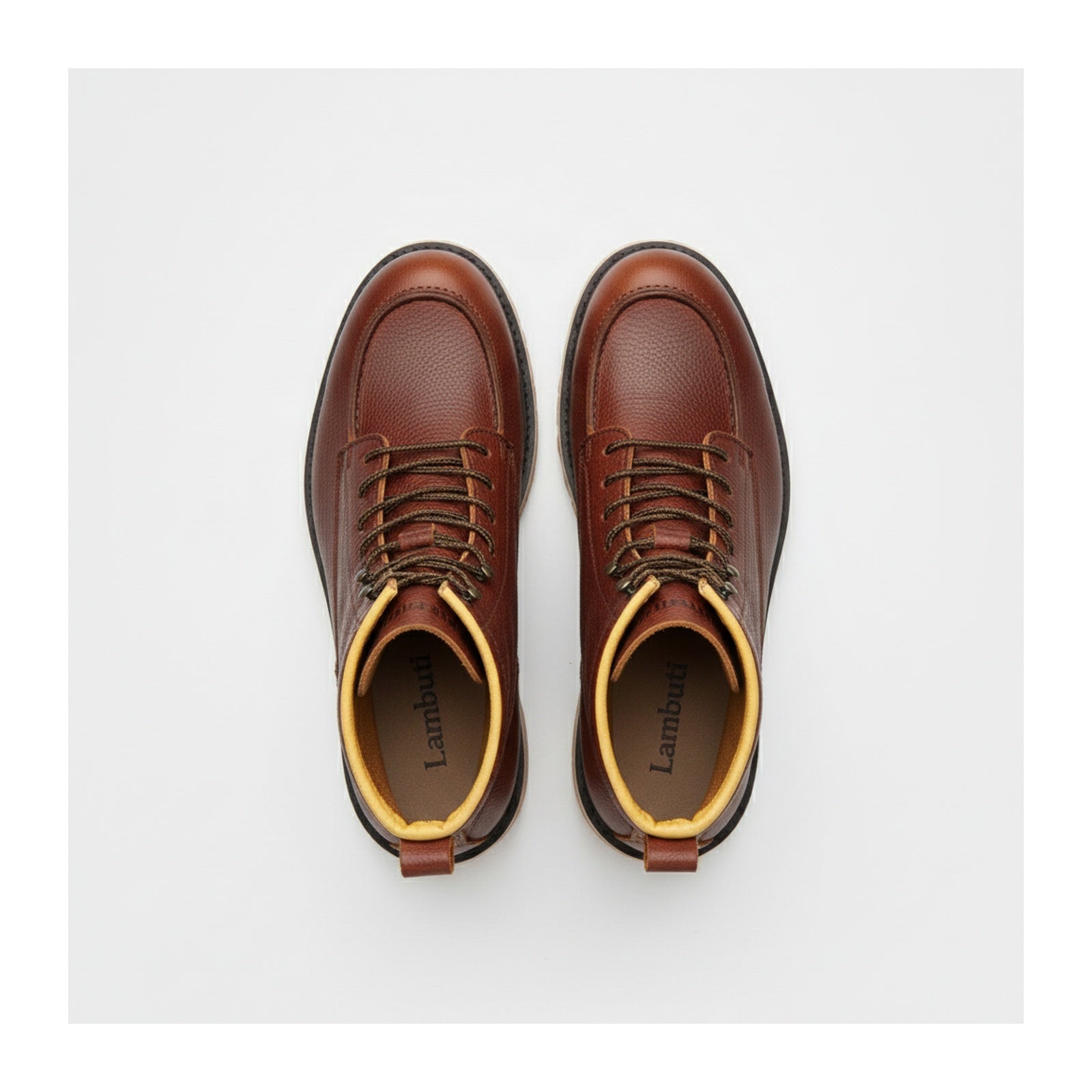top-down-view - Men's Walnut Leather Biker Boots