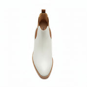 Men's White Chelsea Leather Boots - top-down-view