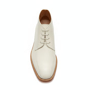 Men's White Leather Chukka Boots with Square Toe - top-down-view