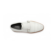 top-down-view - Men's White Leather Double Monk Dress Shoes