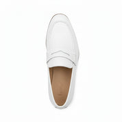 top-down-view - Men's White Leather Moccasin Loafers