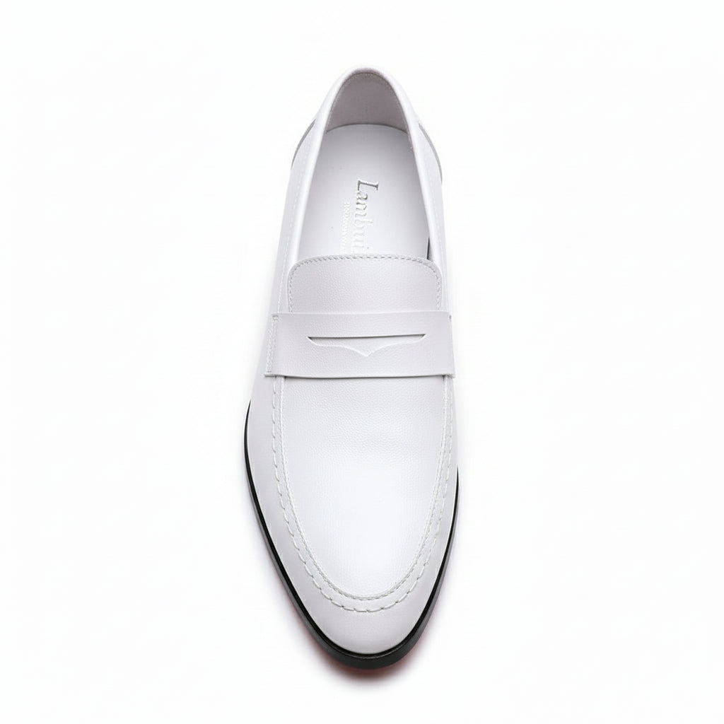 Men's White Leather Moccasins for Parties - top-down-view