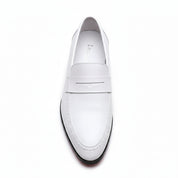 Men's White Leather Moccasins for Parties - top-down-view