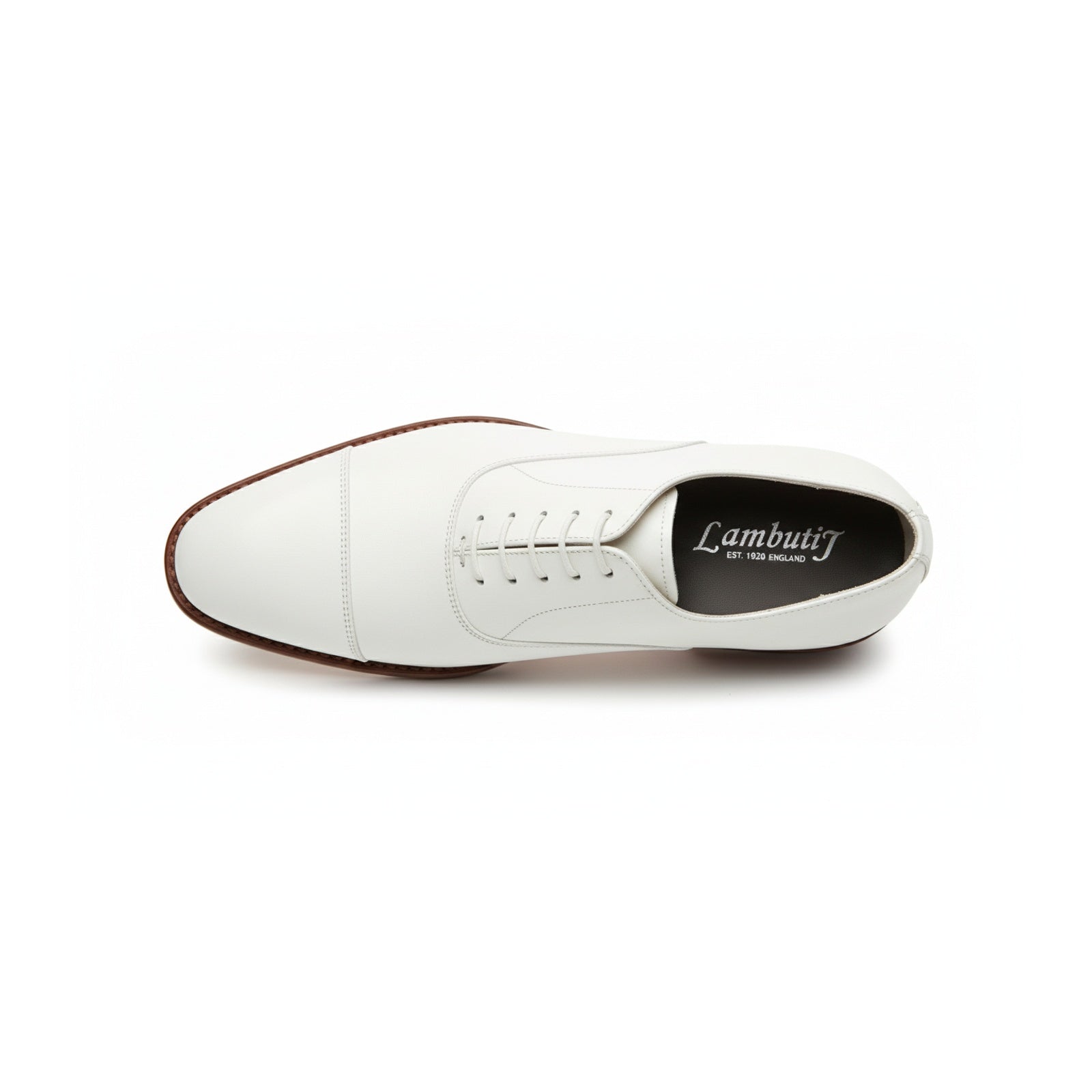 top-down-view - Men's White Leather Oxford Dress Shoes