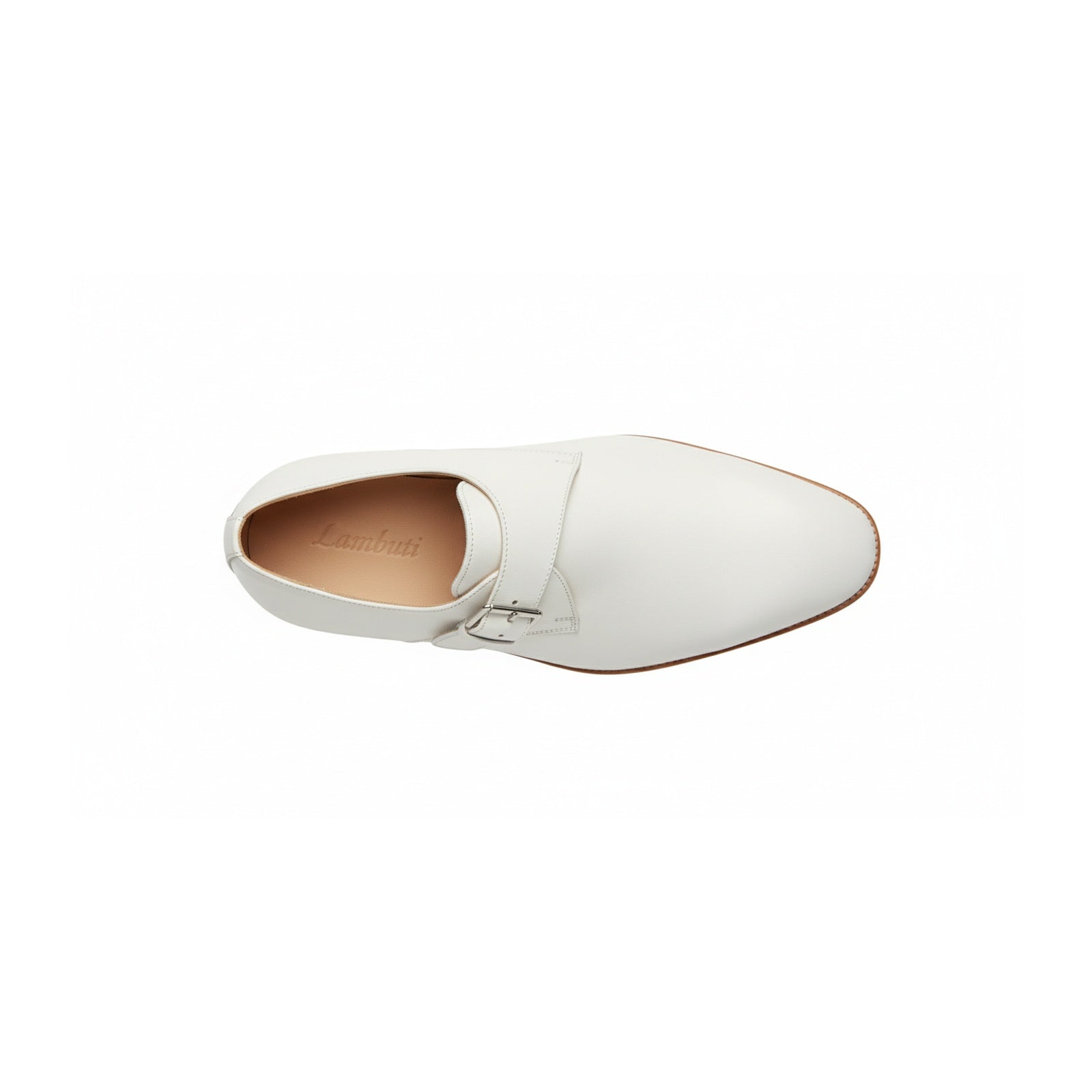 top-down-view - Men's White Monk Strap Leather Dress Shoes
