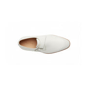 top-down-view - Men's White Monk Strap Leather Dress Shoes