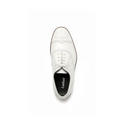 Men's White Wingtip Leather Party Shoes - top-down-view